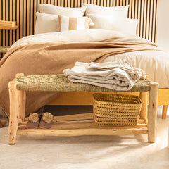 banc coffre bois naturel artisanal rangement entrée chaussures