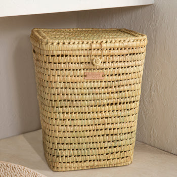 panier a linge osier naturel tresse main salle de bains boheme