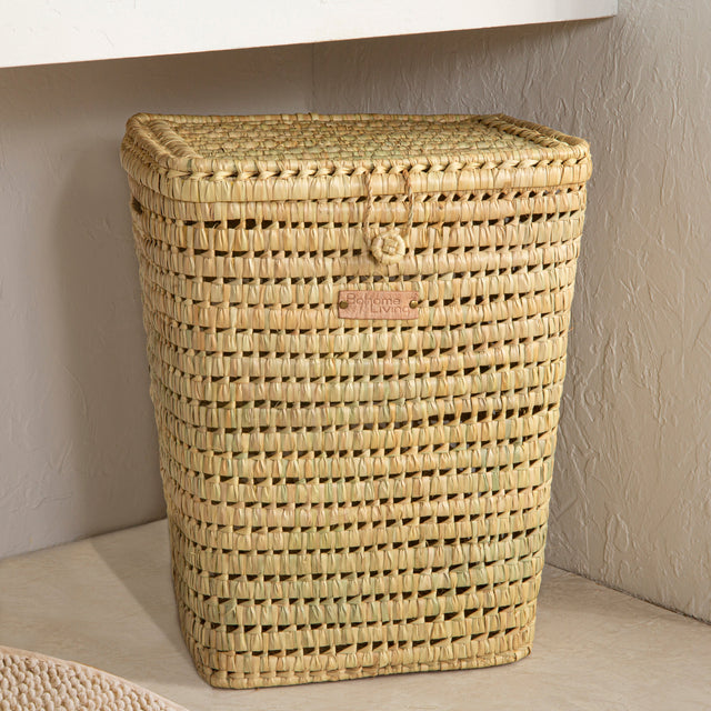 panier a linge osier naturel tresse main salle de bains boheme