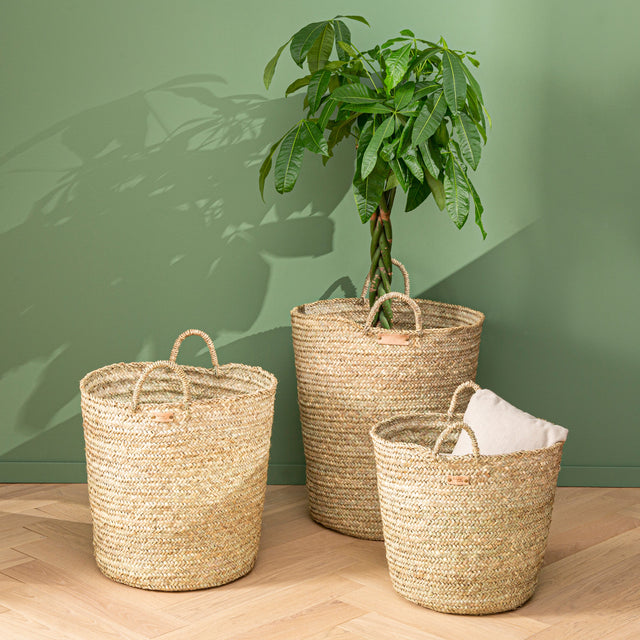 panier suspendu mural bambou tressé plante décoration naturelle