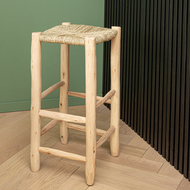 Tabouret de bar en bois et corde - 70cm