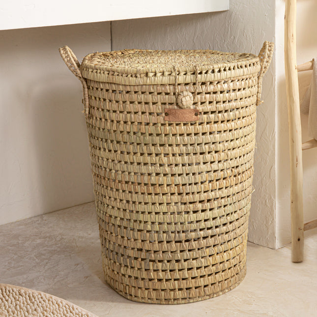 Panier à linge en feuilles de palmier - Rond