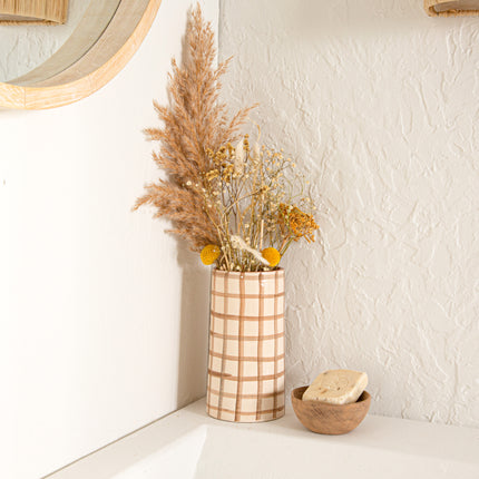 Poterie marocaine pot à fleur en terre cuite Bohome Living motif Vichy