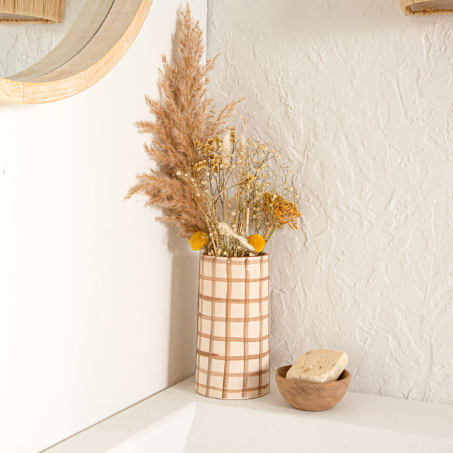 Poterie marocaine pot à fleur en terre cuite Bohome Living motif Vichy