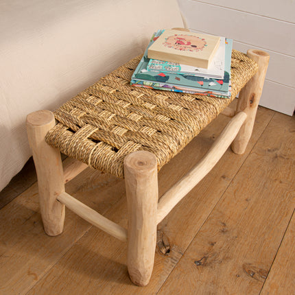Petit banc marocain en bois et corde