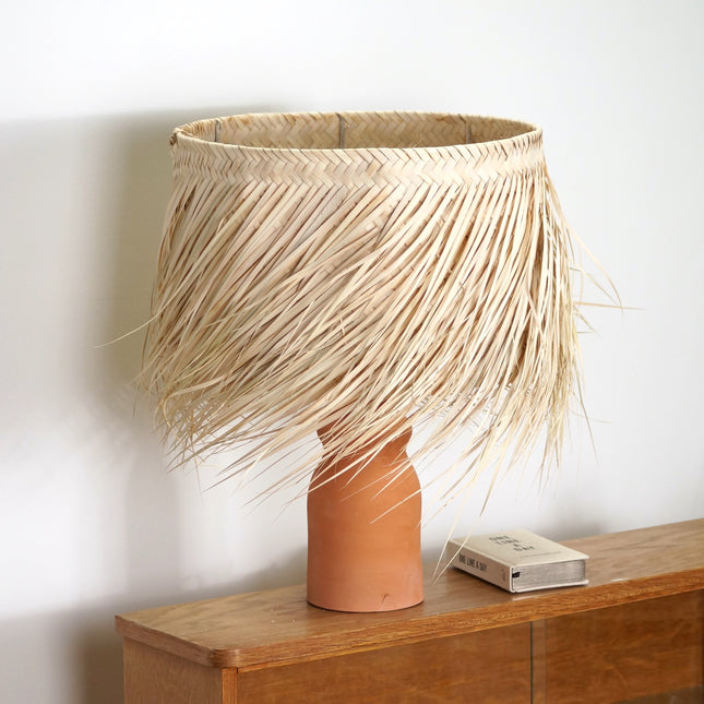 Abat jour de lampe en paille à franges