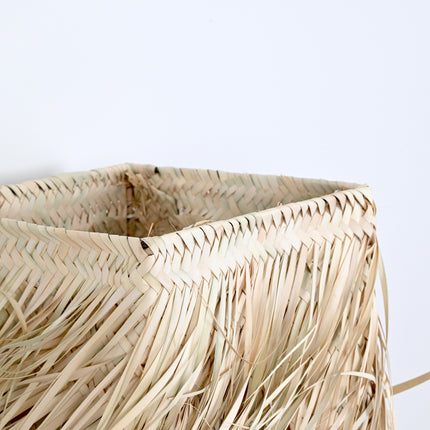 Abat jour en paille à franges - Forme carrée