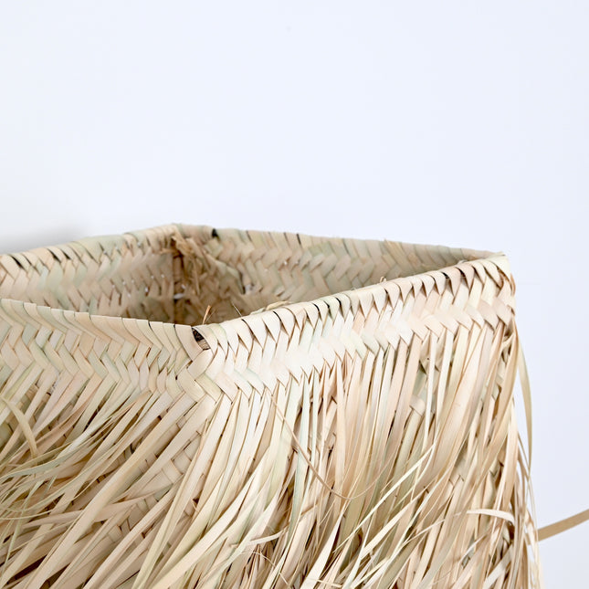 Abat jour en paille à franges - Forme carrée