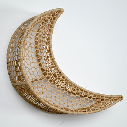 Applique murale en dentelle de raphia - Lune