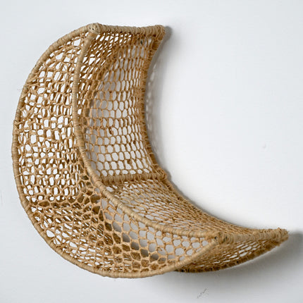 Applique murale en dentelle de raphia - Lune