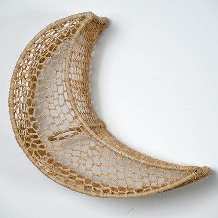 Applique murale en dentelle de raphia - Lune