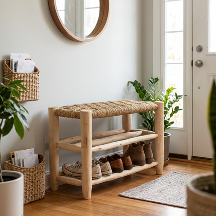 Banc en bois avec double rangement 60cm