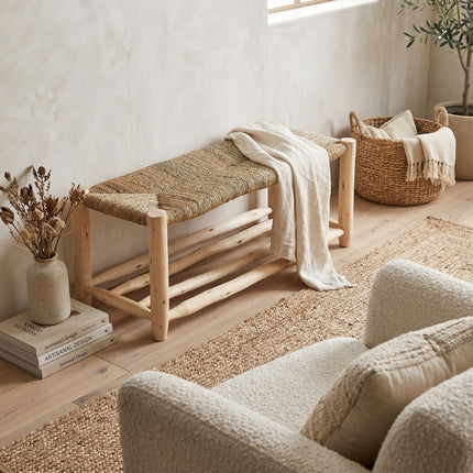 Banc marocain en bois avec rangement 100cm