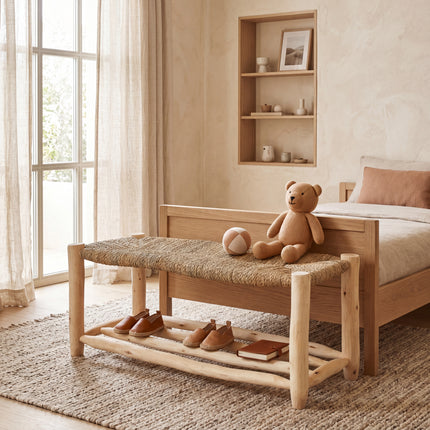 Banc marocain en bois avec rangement 100cm