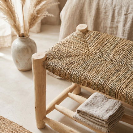 Banc marocain en bois avec rangement 100cm