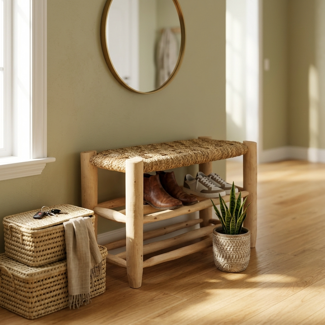 Banc en bois avec double rangement 60cm