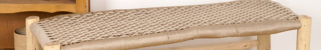 Banc en bois et assise en nylon Beige