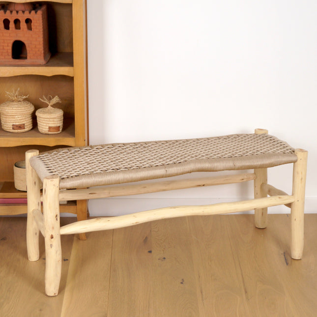 Banc en bois et assise en nylon Beige