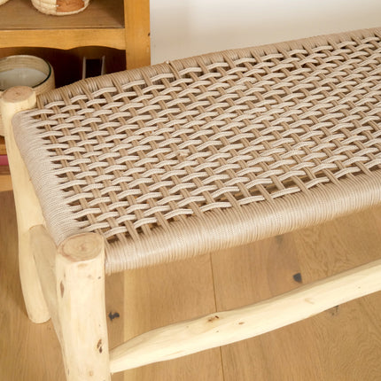 Banc en bois et assise en nylon Beige