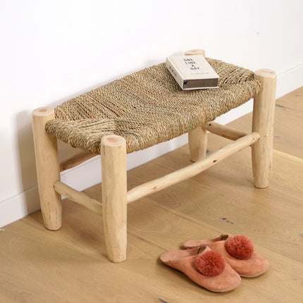 Petit banc marocain en bois et corde