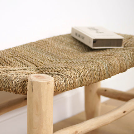 Petit banc marocain en bois et corde