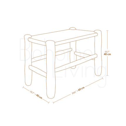 banc marocain en bois et corde_60cm