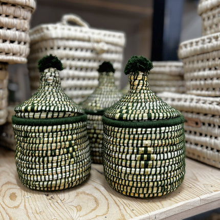 Boîte de rangement berbère en laine colorée