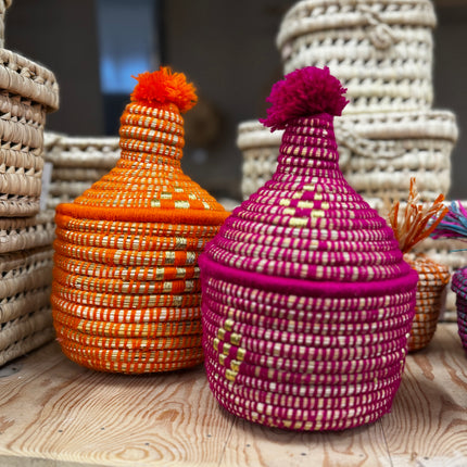 Boîte de rangement berbère en laine colorée