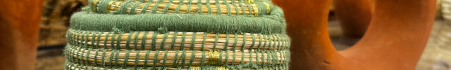 Boîte de rangement berbère en laine colorée