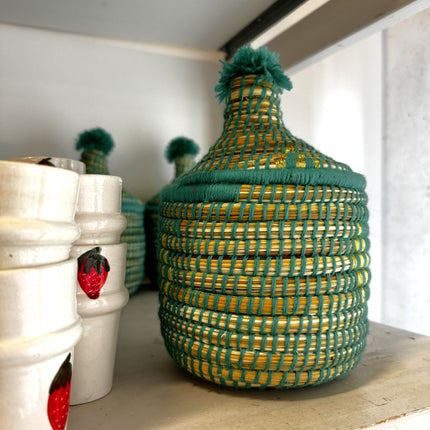Boîte de rangement berbère en laine colorée