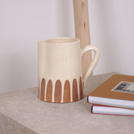 Carafe en terre cuite demi rayures - Beige