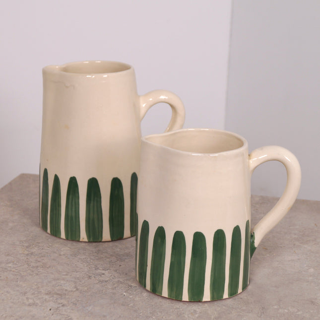 Carafe en terre cuite demi rayures - Vert