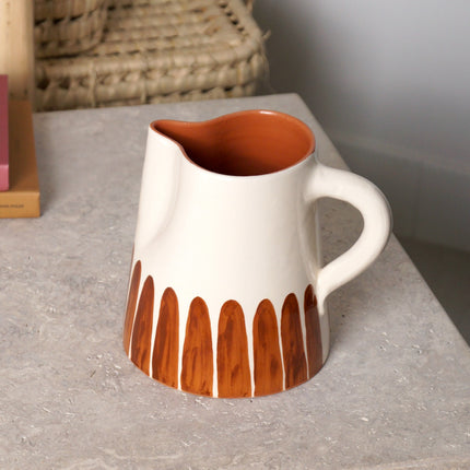 Carafe en céramique artisanale - Demi rayures Marron