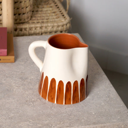 Carafe en céramique artisanale - Demi rayures Marron