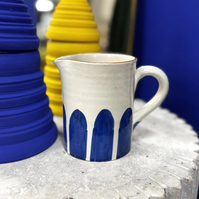 Carafe céramique artisanale - Demi rayures bleu