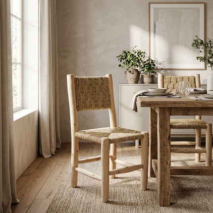 Chaise de table en bois - Dossier carré inclinable