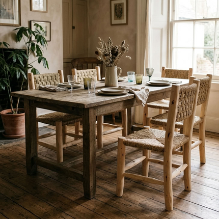 Chaise de table en bois - Dossier carré inclinable