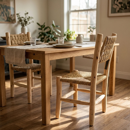 Chaise de table en bois - Dossier carré inclinable