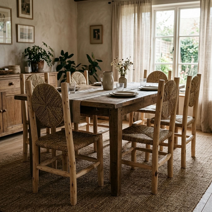 Chaise de table en bois - Dossier rond inclinable