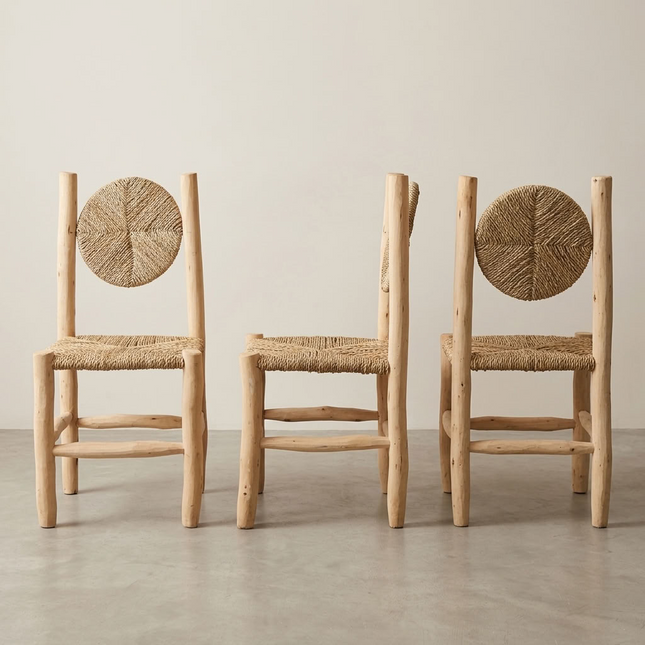 Chaise de table en bois - Dossier rond inclinable
