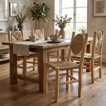 Chaise de table en bois - Dossier rond inclinable