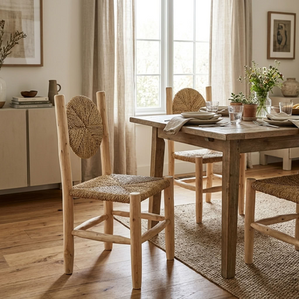 Chaise de table en bois - Dossier rond inclinable