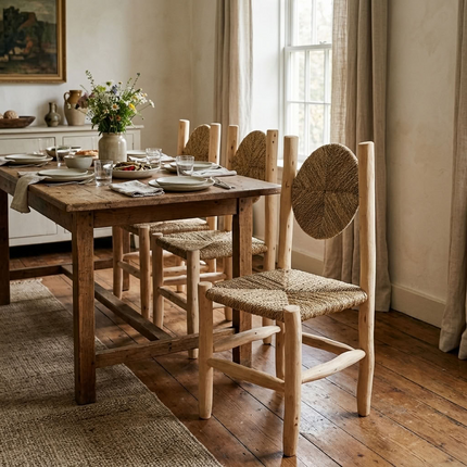 Chaise de table en bois - Dossier rond inclinable