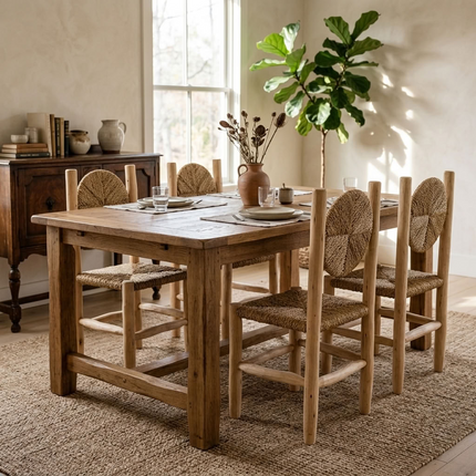 Chaise de table en bois - Dossier rond inclinable