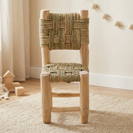 Chaise enfant bois et corde tressée