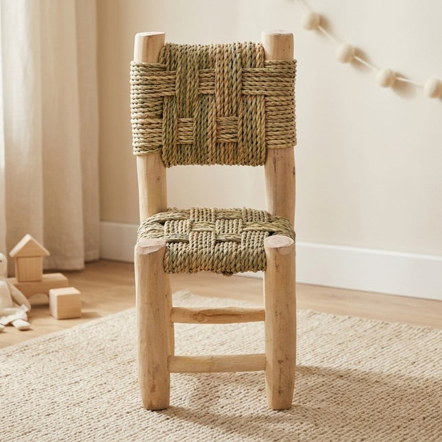Chaise enfant bois et corde tressée