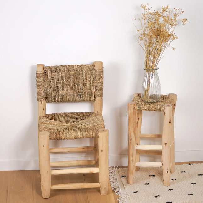 Chaise d'appoint en bois et corde