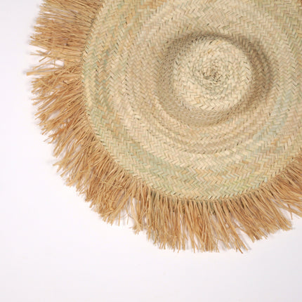 Chapeau de paille décoratif mural - Franges raphia