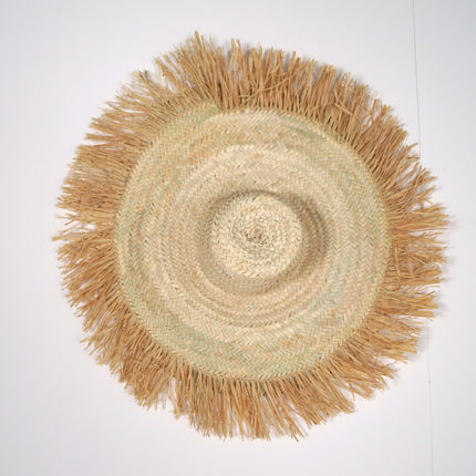 Chapeau de paille décoratif mural - Franges raphia