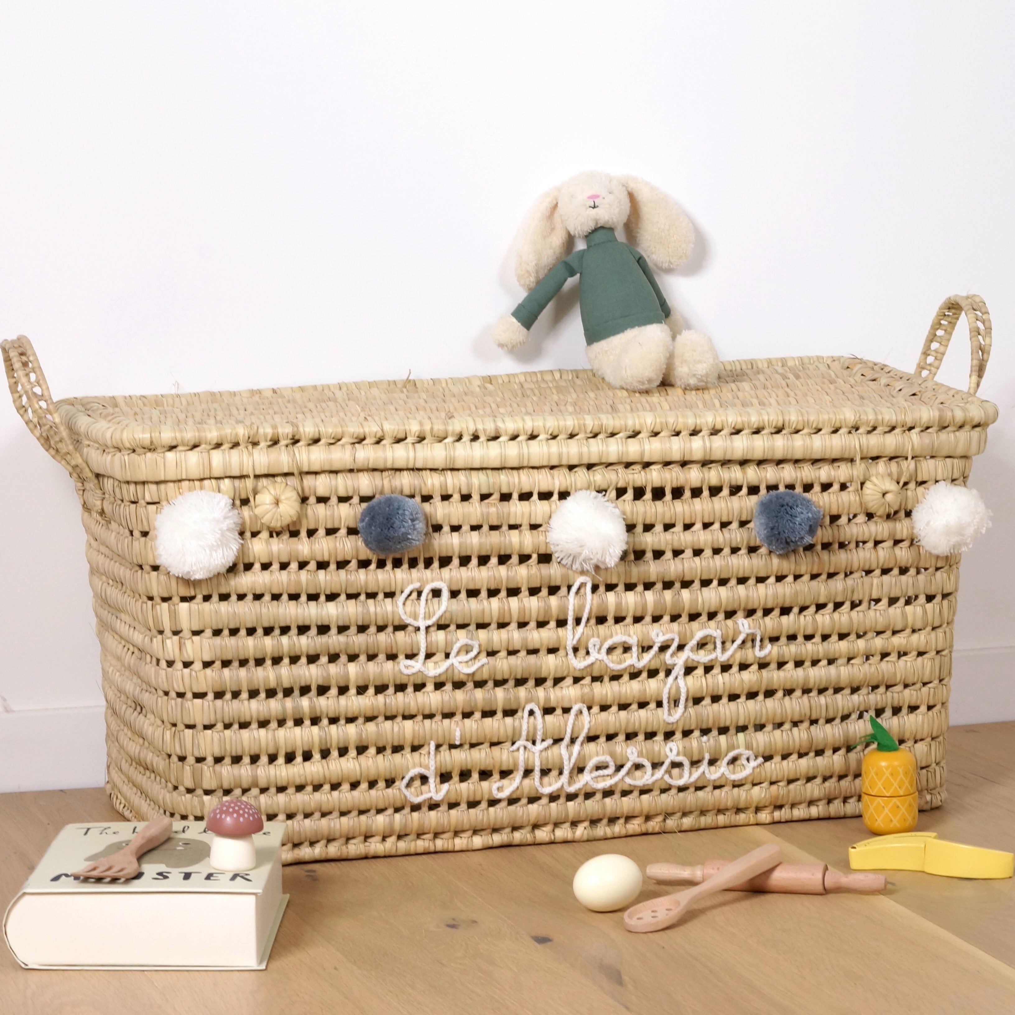 Coffre à jouets en osier 80cm Personnalisable